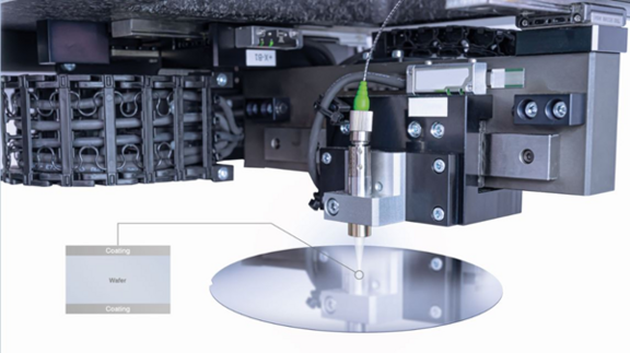 White light interferometer mounted on stage measuring coating thickness