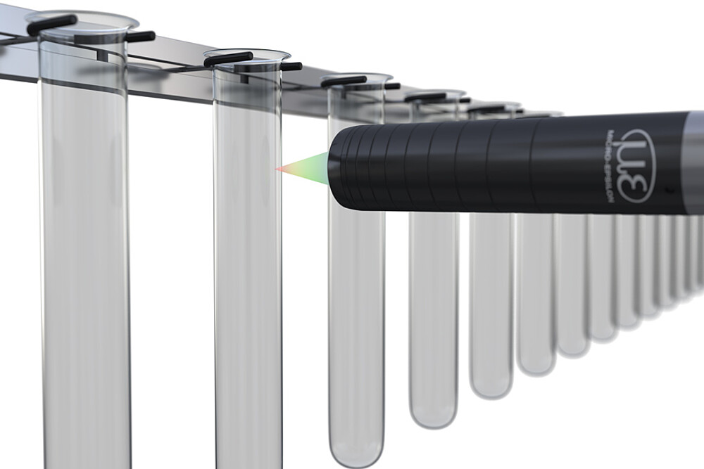 Measurement on test tubes with confocal chromatic sensors