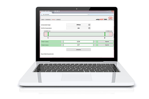 Web interface for easy operation of the eddy current sensors 